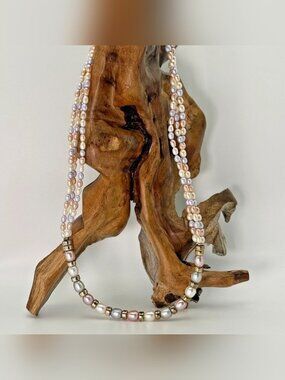 Freshwater Pearl Necklace 925 Sterling Graduated Multi Strand Boutique Style